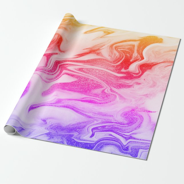 Elegant stylish modern holographic marble wrapping paper (Unrolled)