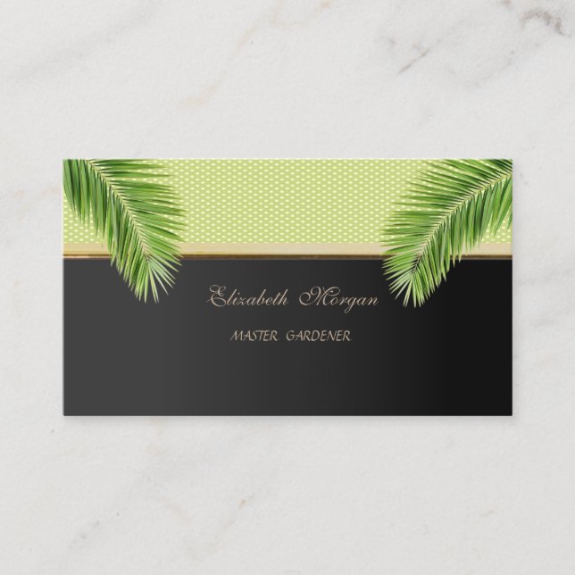 Elegant  Stylish Modern ,Polka Dots,Palm Leaves Business Card (Front)