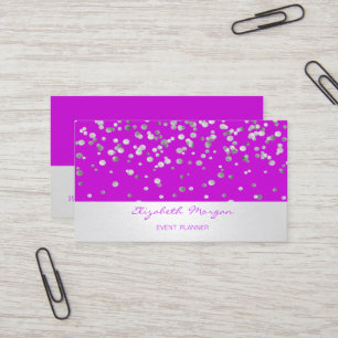 Elegant Stylish , Modern, Silver Confetti Business Card