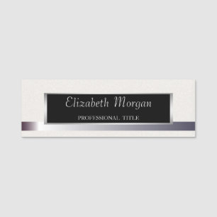 Elegant Stylish Modern,Silver Frame, Glitter Bokeh Name Tag