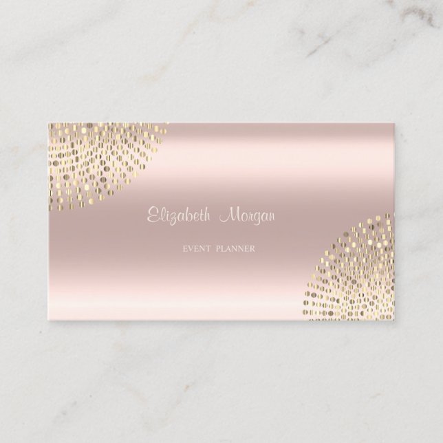 Elegant Stylish Modern Simple,Dots,Rose Gold Business Card (Front)