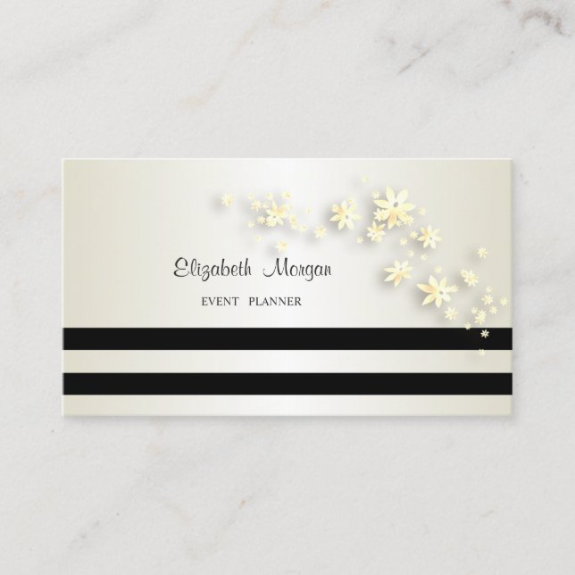 Elegant Stylish Modern,Striped,Flowers Business Card (Front)