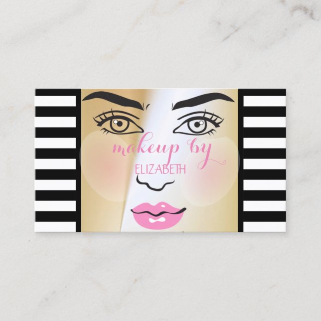 Elegant Stylish Modern  Stripes,Girl Silhouette Business Card (Front)