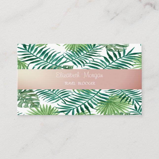 Elegant  Stylish Modern,Tropical Palm Leaves Business Card (Front)
