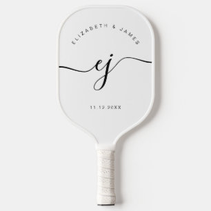 Elegant Stylish Monogram Minimalist Wedding Pickleball Paddle