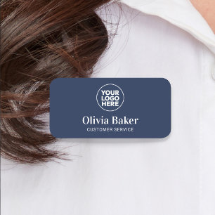 Elegant Stylish Navy Blue Employee Title Name Tag
