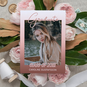 Elegant Stylish Ombre Coral Blush Pink Graduation Announcement