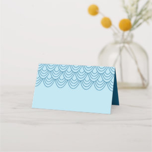 Elegant Stylish Outline Blue Geometric Place Card