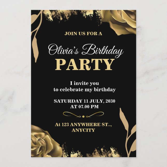 Elegant & Stylish Party Card – CUSTOMIZABLE CARD.  (Front)
