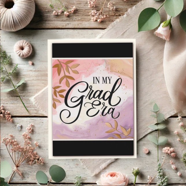 Elegant Stylish Pastel Girly In My Grad Era Quote Card (Creator Uploaded)
