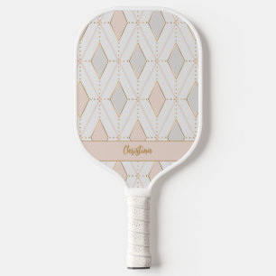 Elegant Stylish Pattern Chic Monogram Girly Pink Pickleball Paddle