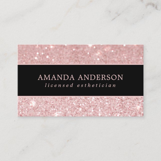 Elegant Stylish Pink Glitter Sparkle Business Card (Front)