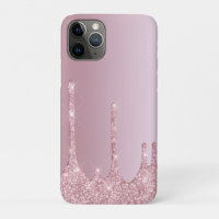 Elegant stylish pink rose gold glitter drips