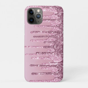 Elegant stylish pink rose gold glitter drips Case-Mate iPhone case