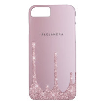 Elegant stylish pink rose gold glitter drips