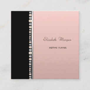 Elegant Stylish Professional ,Black,Pearls Square Business Card