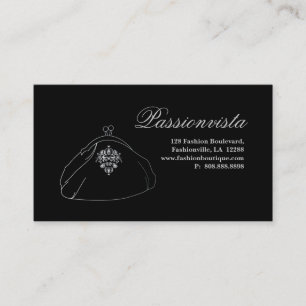 Elegant Stylish Purse Crown Silver Black Damask Business Card