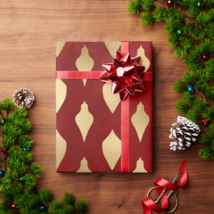 Elegant stylish red & gold Christmas pattern Wrapping Paper