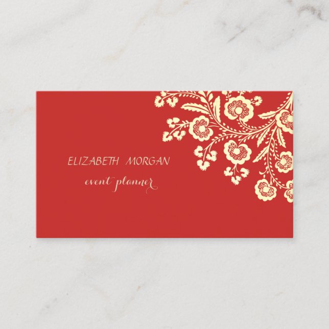 Elegant Stylish ,Red ,Lace Business Card (Front)