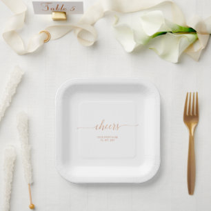 Elegant Stylish Rose gold Cheers Event Party Paper Plate