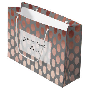 elegant stylish rose gold foil polka dots pattern large gift bag