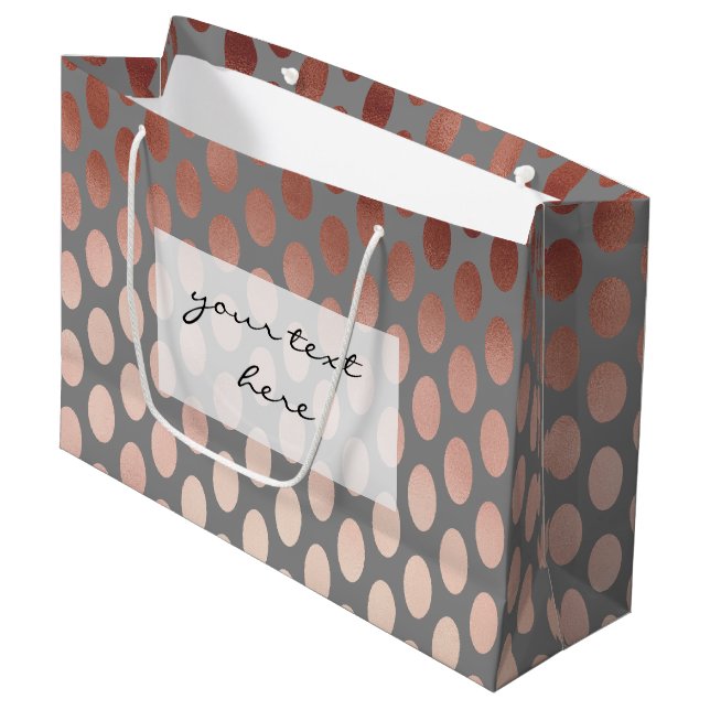 elegant stylish rose gold foil polka dots pattern large gift bag (Front Angled)