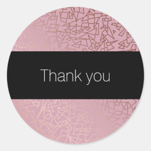 Elegant stylish rose gold geometric pattern pink classic round sticker