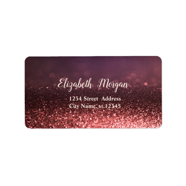 Elegant Stylish Rose Gold Glitter Bokeh Label (Front)
