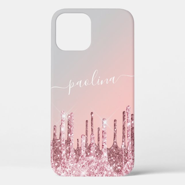 Elegant stylish rose gold glitter drips Case-Mate iPhone case (Back)
