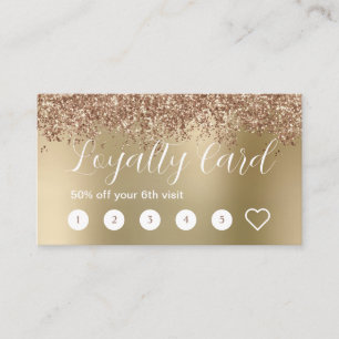 Elegant stylish rose gold glitter makeup & hair   loyalty card