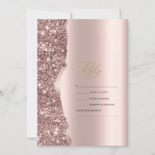 Elegant Stylish Rose Gold Glitter Script RSVP Invitation