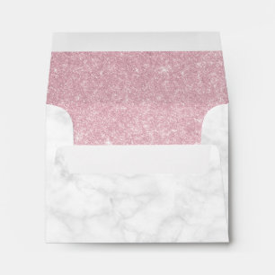 Elegant stylish rose gold glitter white marble envelope