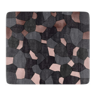 Elegant stylish rose gold grey and black mosaic cutting board