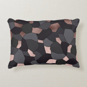 Elegant stylish rose gold grey and black mosaic decorative cushion