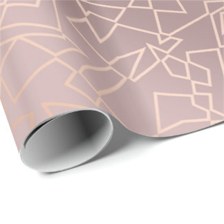 Elegant stylish rose gold pink geometric pattern wrapping paper