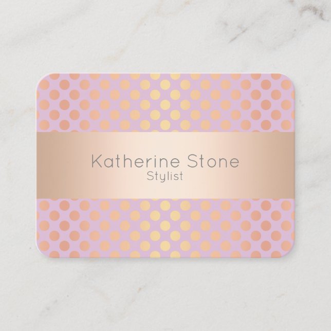 Elegant stylish rose gold polka dots pattern pink business card (Front)
