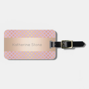 Elegant stylish rose gold polka dots pattern pink luggage tag