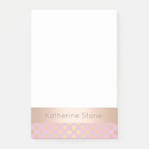 Elegant stylish rose gold polka dots pattern pink post-it notes