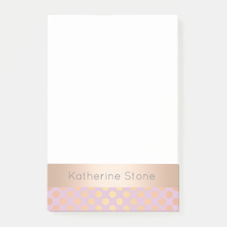 Elegant stylish rose gold polka dots pattern pink post-it notes