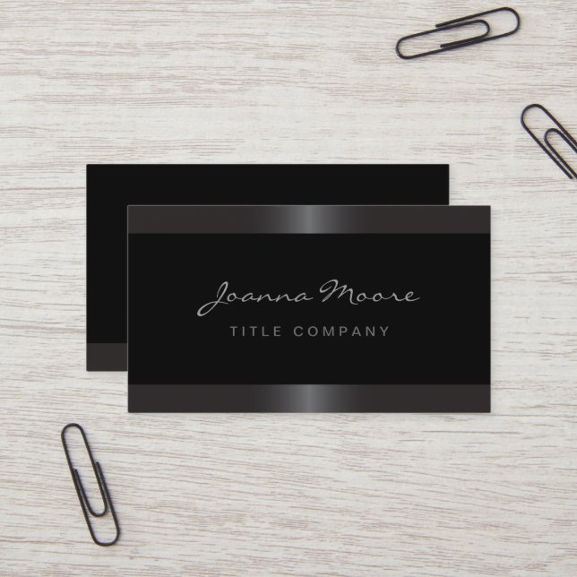 Elegant stylish satin grey border black business card (Front/Back In Situ)