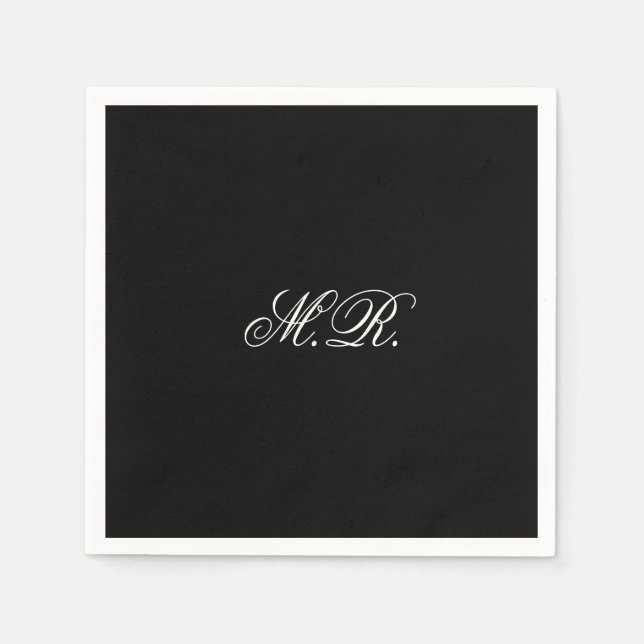 Elegant Stylish Script Monogram Initials Wedding Napkin (Front)