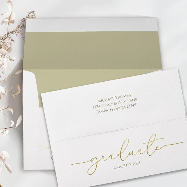 Elegant Stylish Script Simple Gold Calligraphy Envelope (Gold calligraphy script graduate envelope)