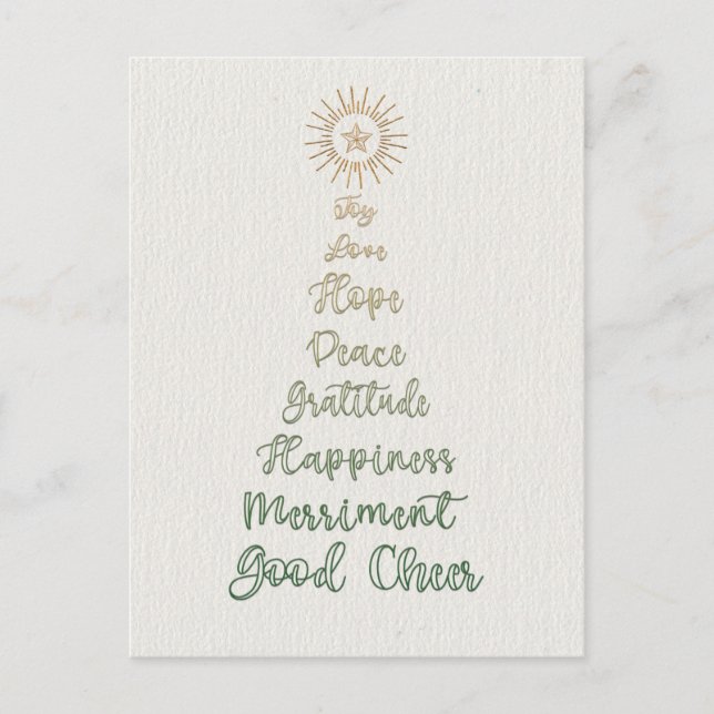 Elegant Stylish Script Typography Christmas Tree Holiday Postcard (Front)