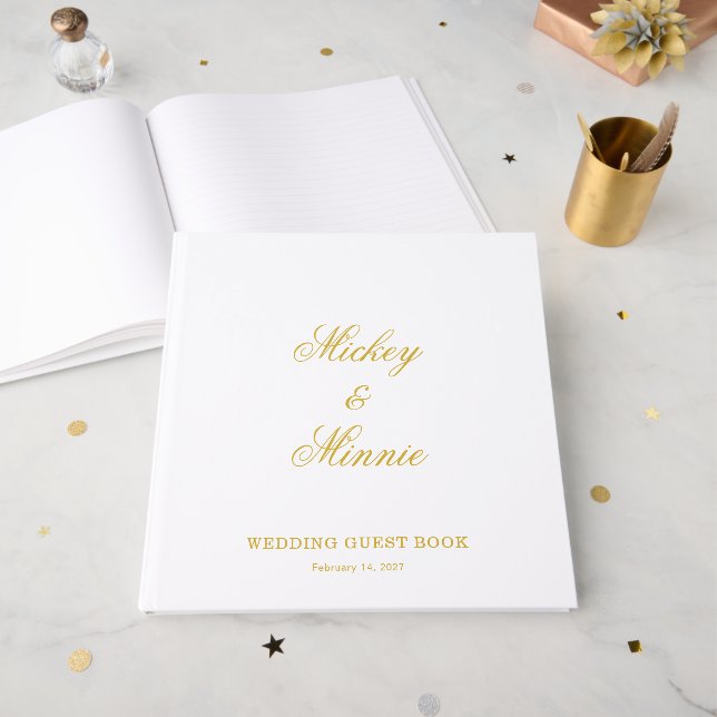 Elegant Stylish Script Wedding Keepsake Design Guest Book (Front Open)