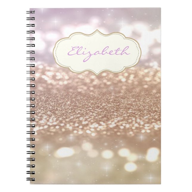 Elegant Stylish ,Shiny , Glittery Bokeh Spiral Notebook (Front)