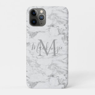 Elegant Stylish Silver Foil Marble Monogram Case-Mate iPhone Case