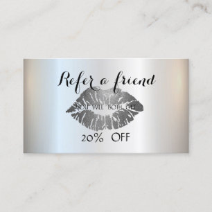 Elegant Stylish Silver Glitter Lips  Referral Card