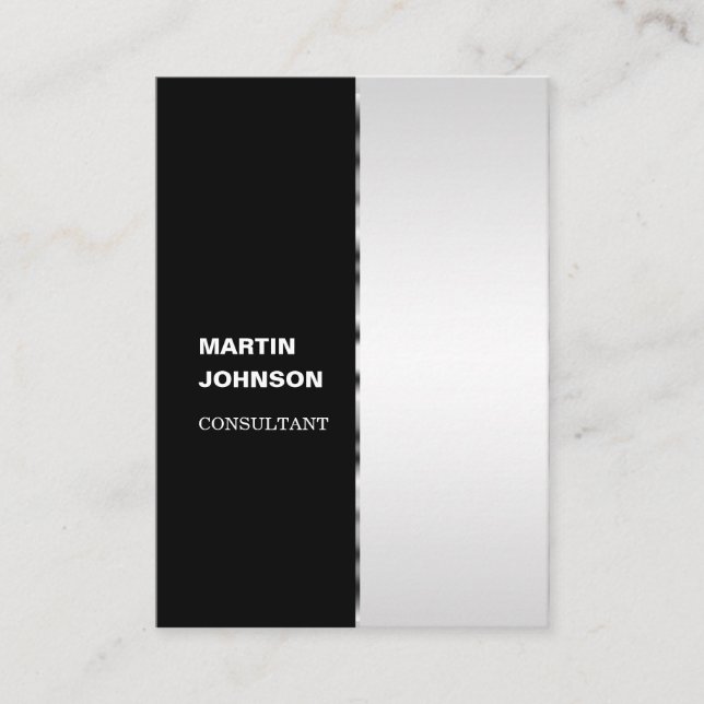 Elegant  Stylish Silver Metal Badge Vertical Business Card (Front)