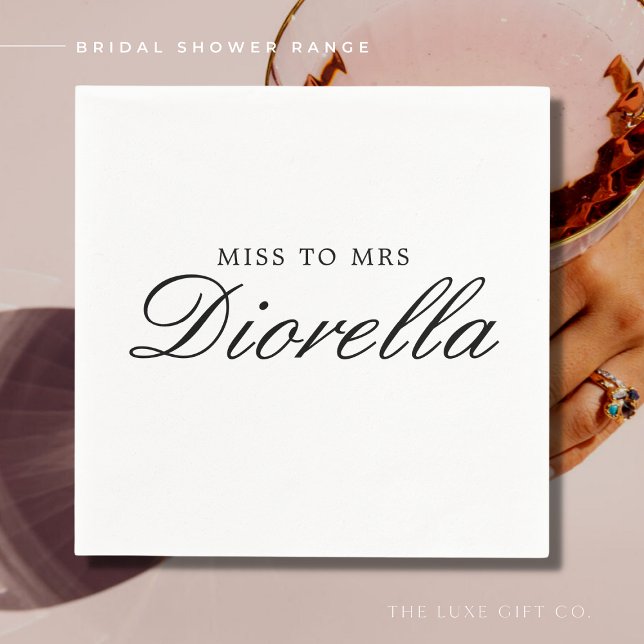 Elegant Stylish Simple Black Script Bridal Shower Napkin (Creator Uploaded)