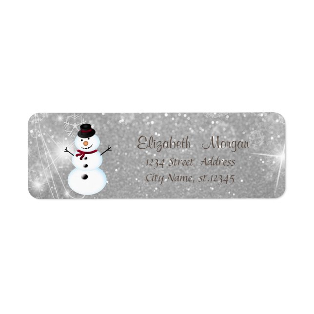 Elegant,Stylish Snowman, Silver  Glitter (Front)